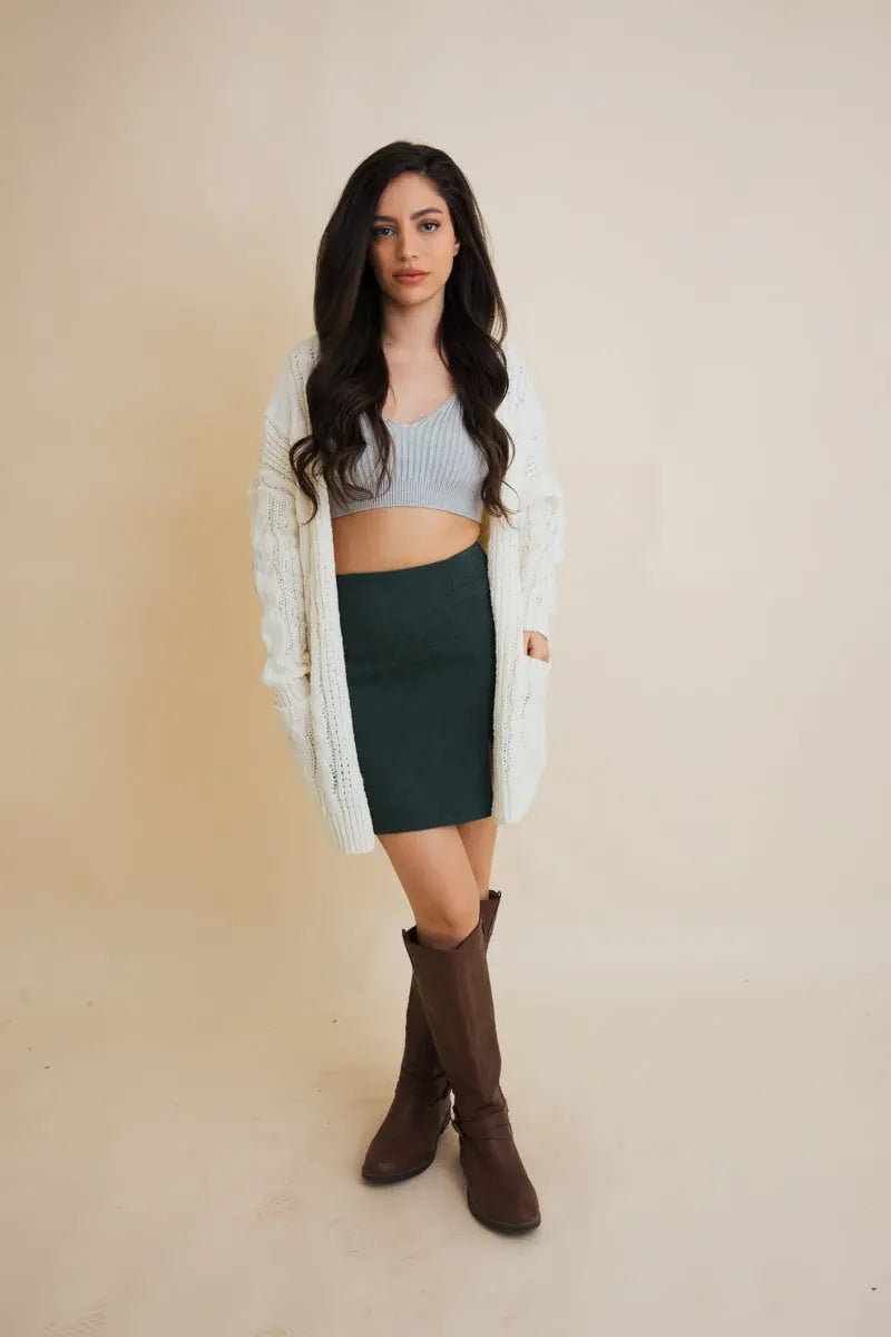 Cable Knit Open Front Cardigan