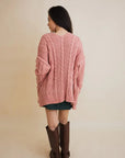 Cable Knit Open Front Cardigan