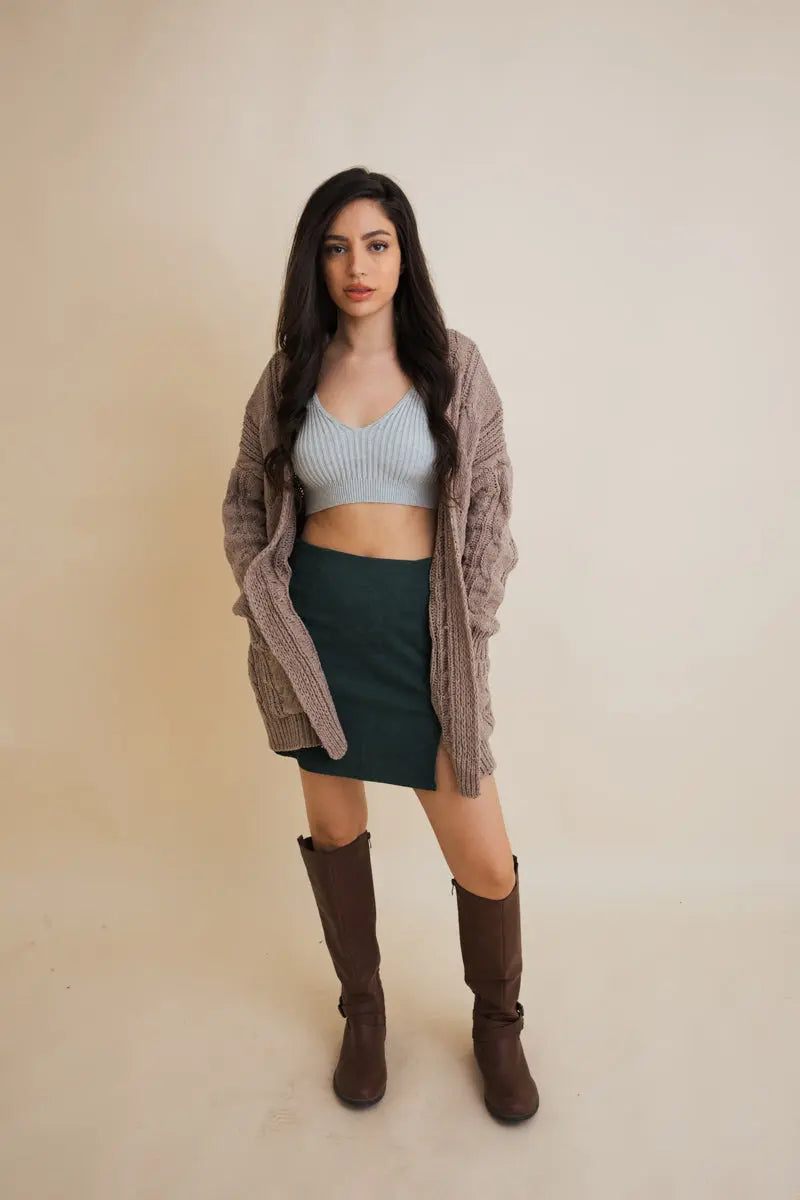 Cable Knit Open Front Cardigan