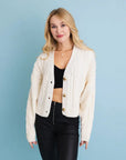 Chunky Cable Knit Cropped Cardigan