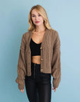 Chunky Cable Knit Cropped Cardigan
