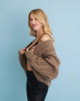 Chunky Cable Knit Cropped Cardigan