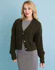 Chunky Cable Knit Cropped Cardigan