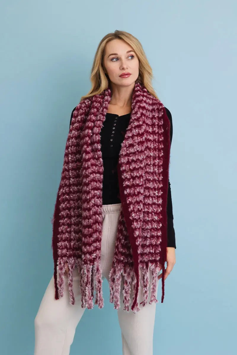 Soft Chenille Tassel Scarf
