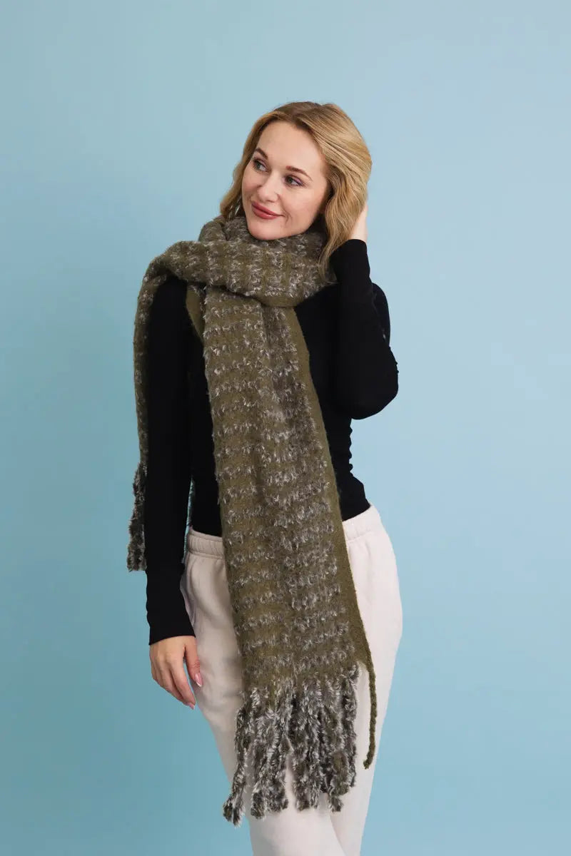 Soft Chenille Tassel Scarf