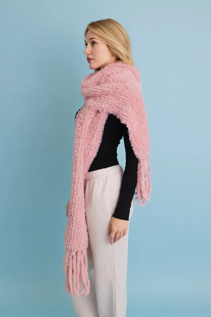 Bouclé Fringe Blanket Scarf