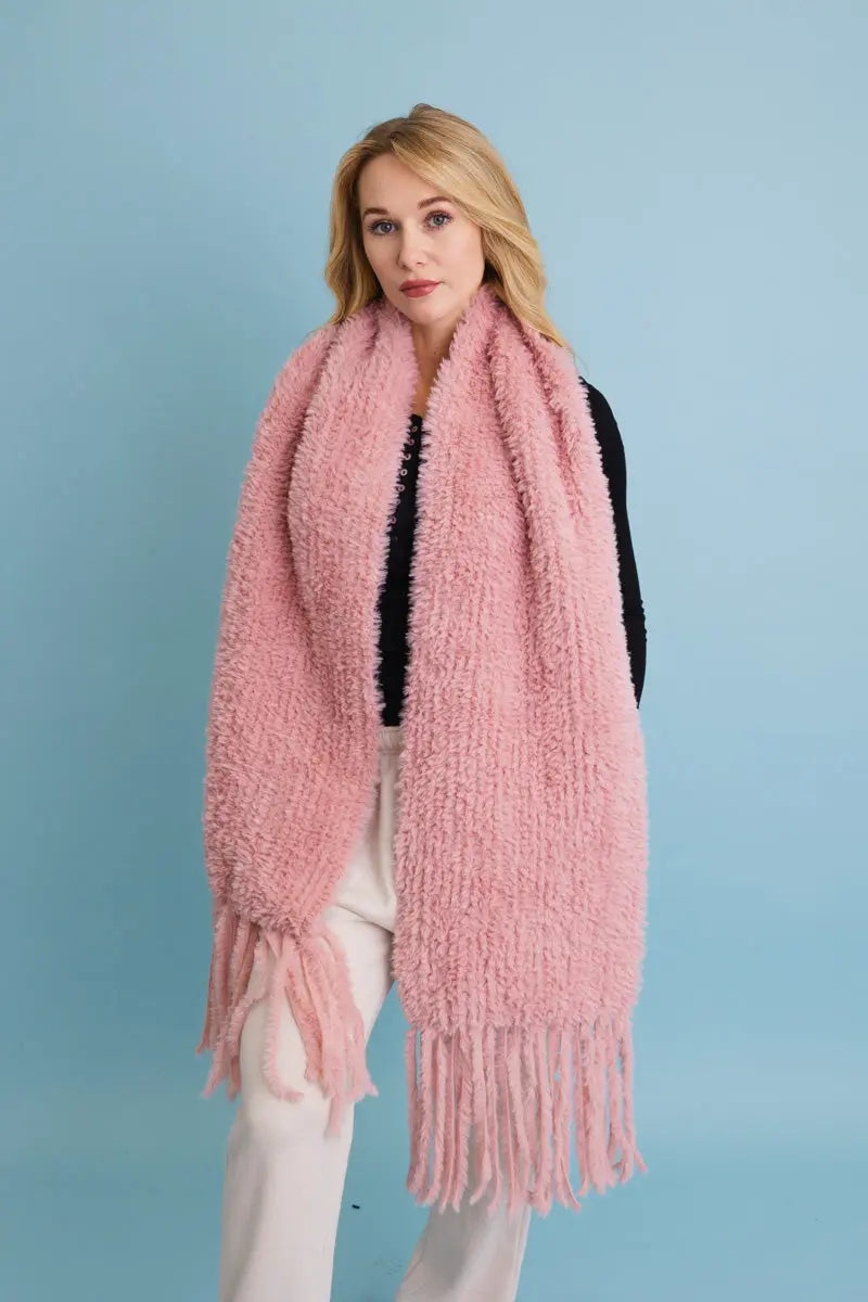 Bouclé Fringe Blanket Scarf