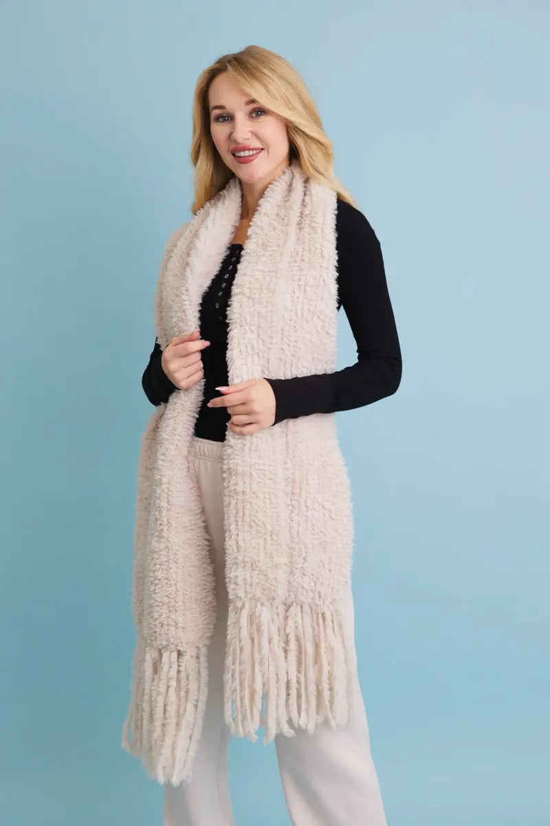 Bouclé Fringe Blanket Scarf