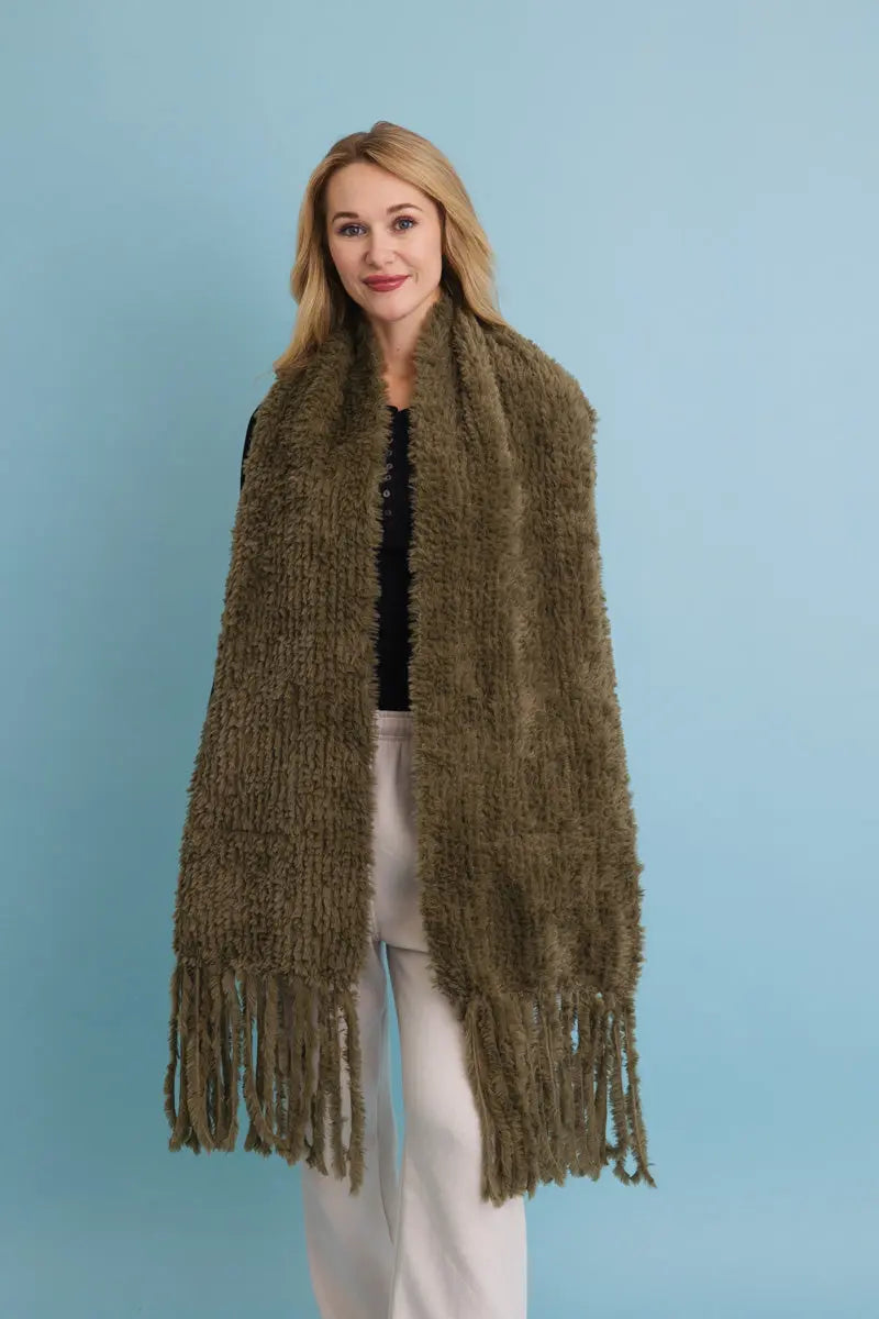 Bouclé Fringe Blanket Scarf