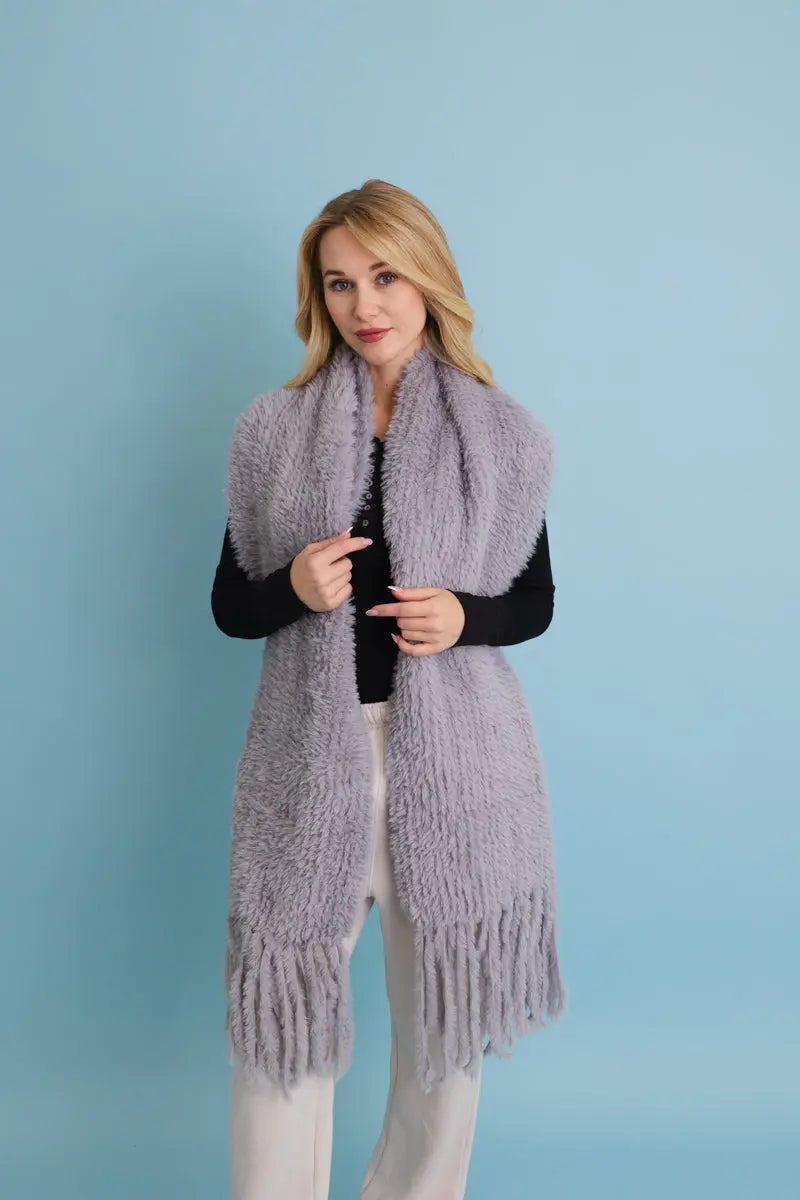 Bouclé Fringe Blanket Scarf