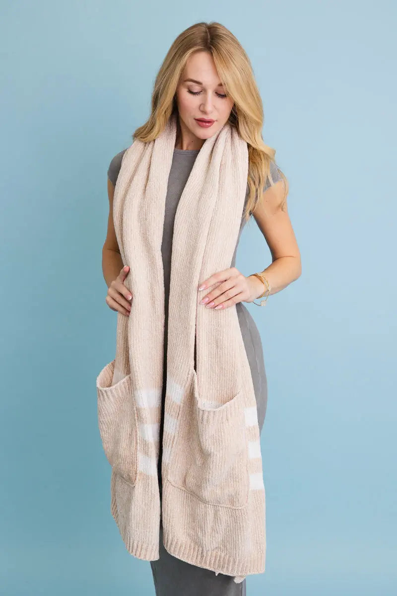 Soft Chenille Pocket Scarf