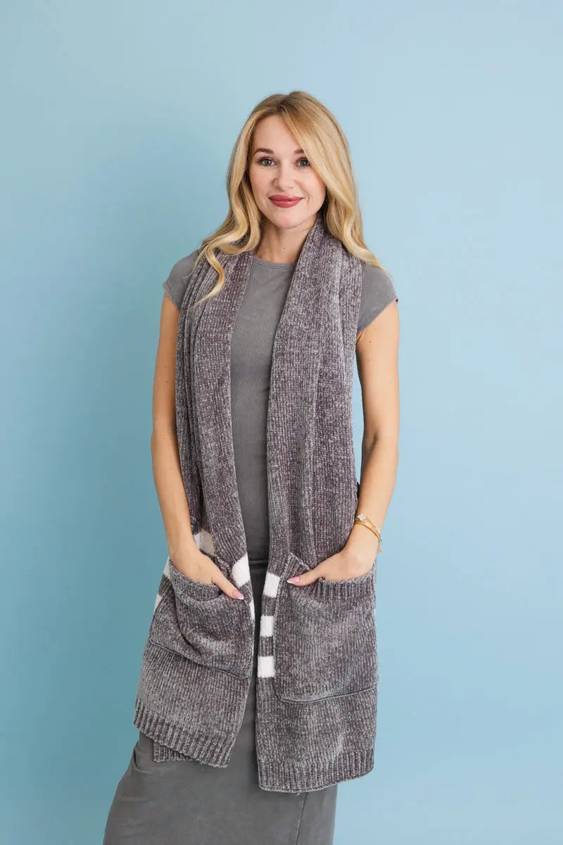 Soft Chenille Pocket Scarf