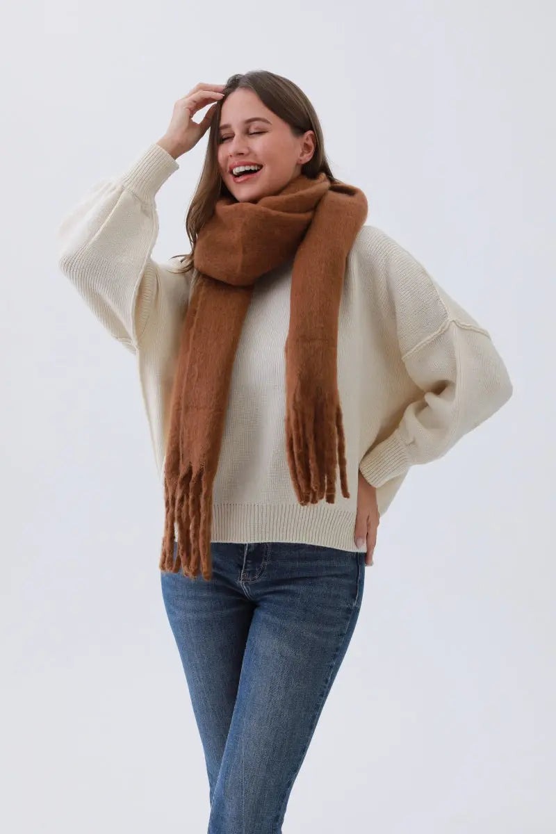Classic Oversized Tassel Knit Scarf