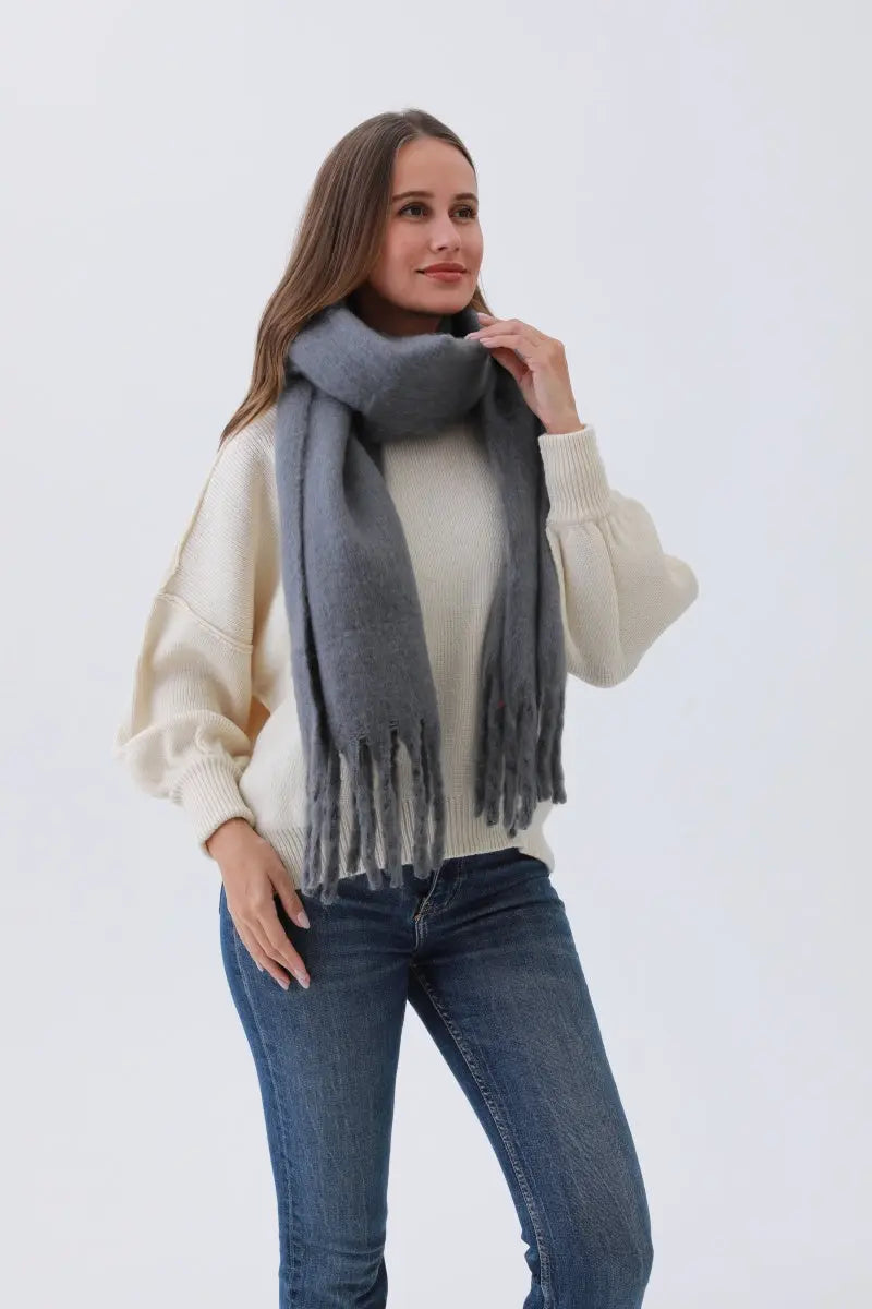 Classic Oversized Tassel Knit Scarf