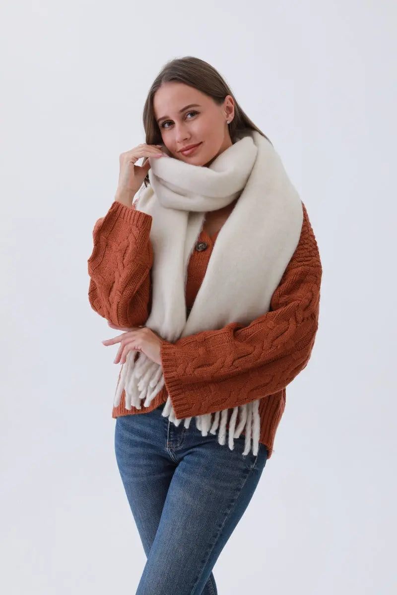 Classic Oversized Tassel Knit Scarf