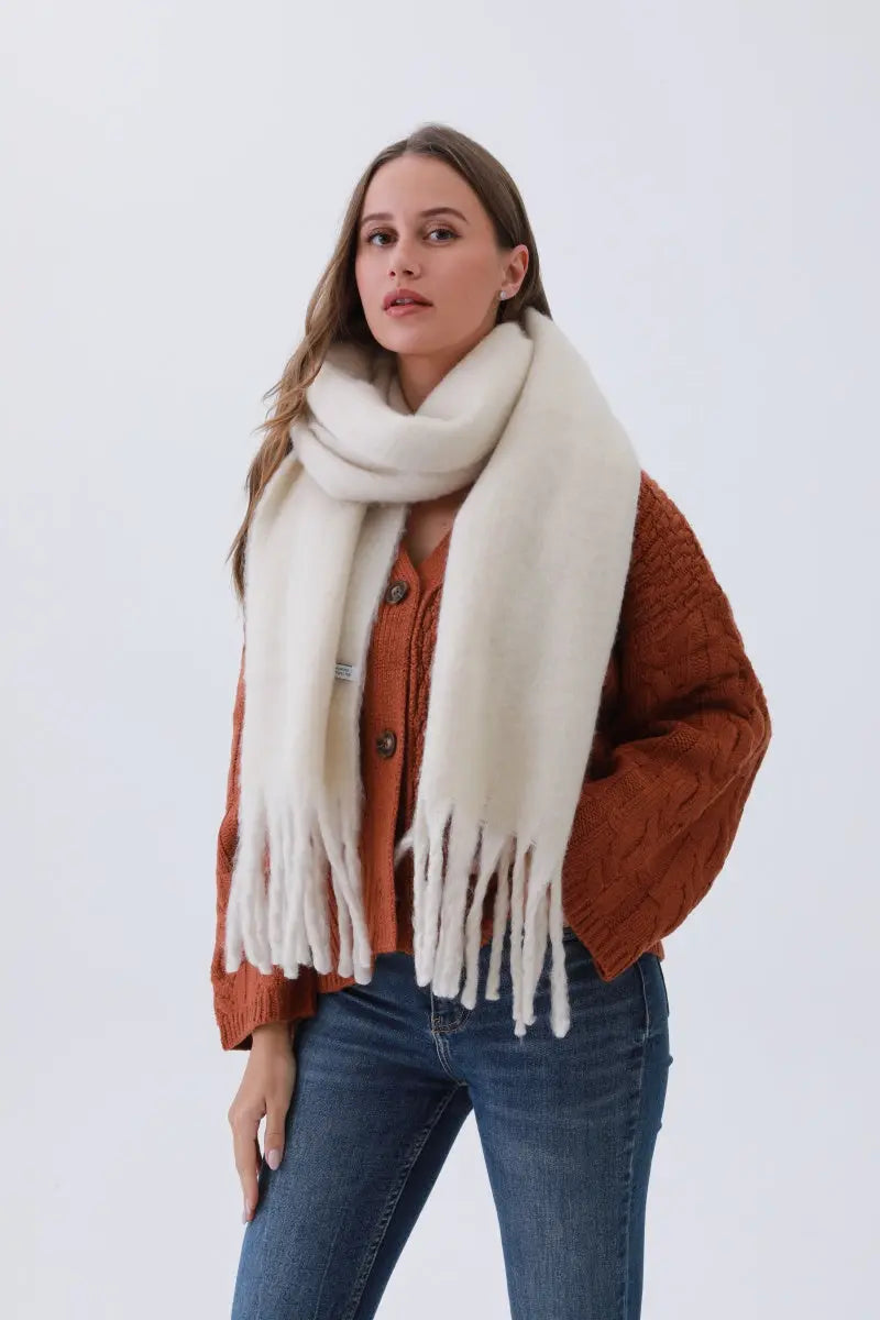 Classic Oversized Tassel Knit Scarf