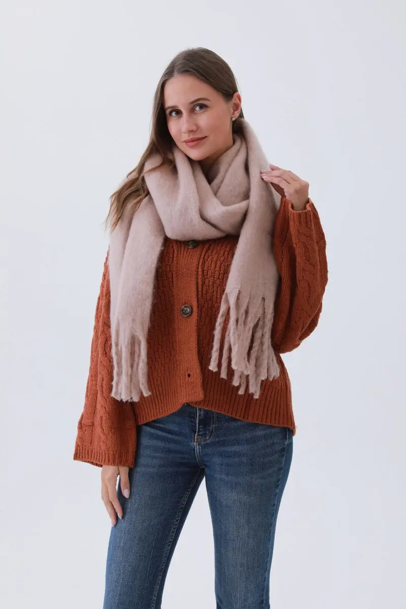 Classic Oversized Tassel Knit Scarf