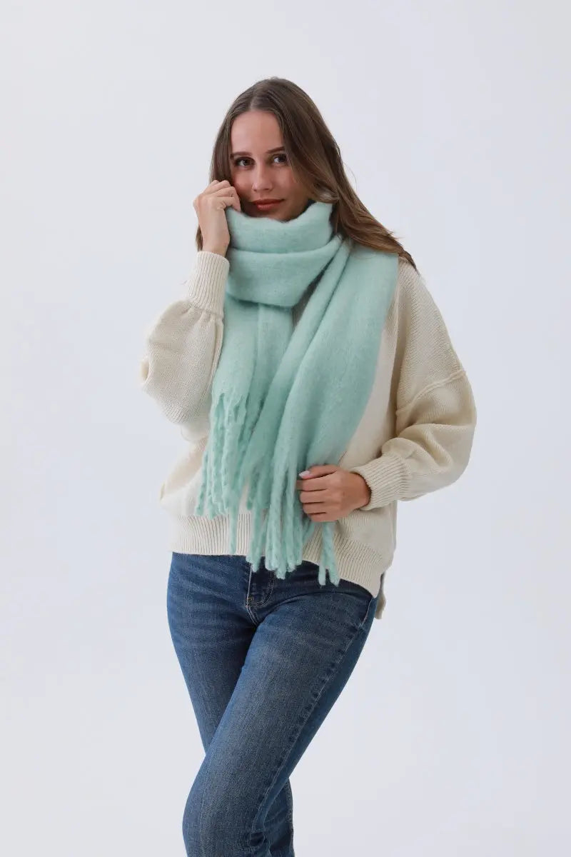 Classic Oversized Tassel Knit Scarf
