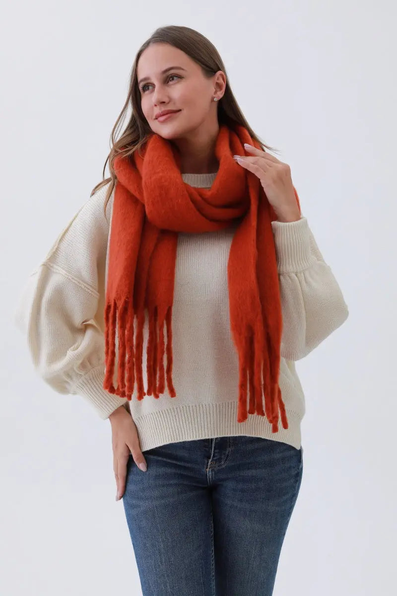 Classic Oversized Tassel Knit Scarf