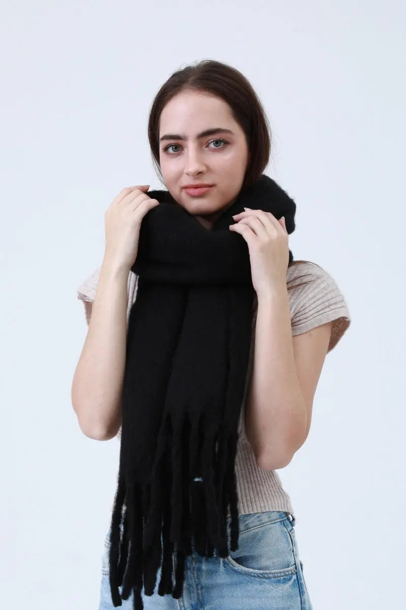 Classic Oversized Tassel Knit Scarf