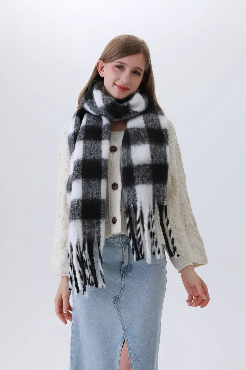 Classic Plaid Fringe Scarf