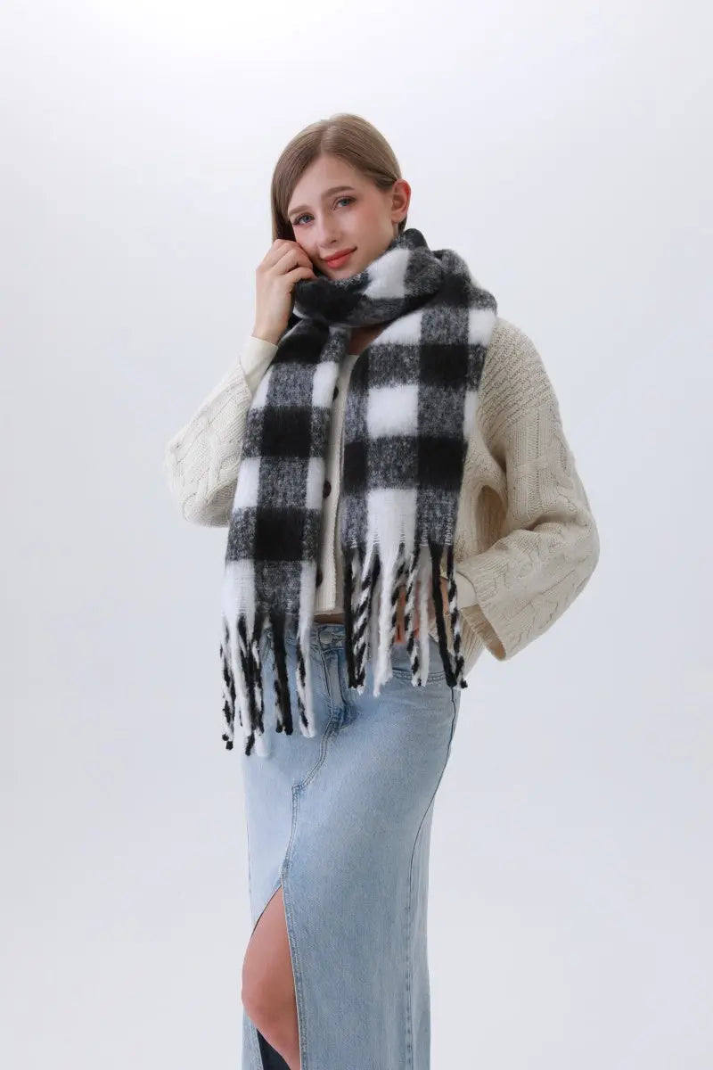 Classic Plaid Fringe Scarf