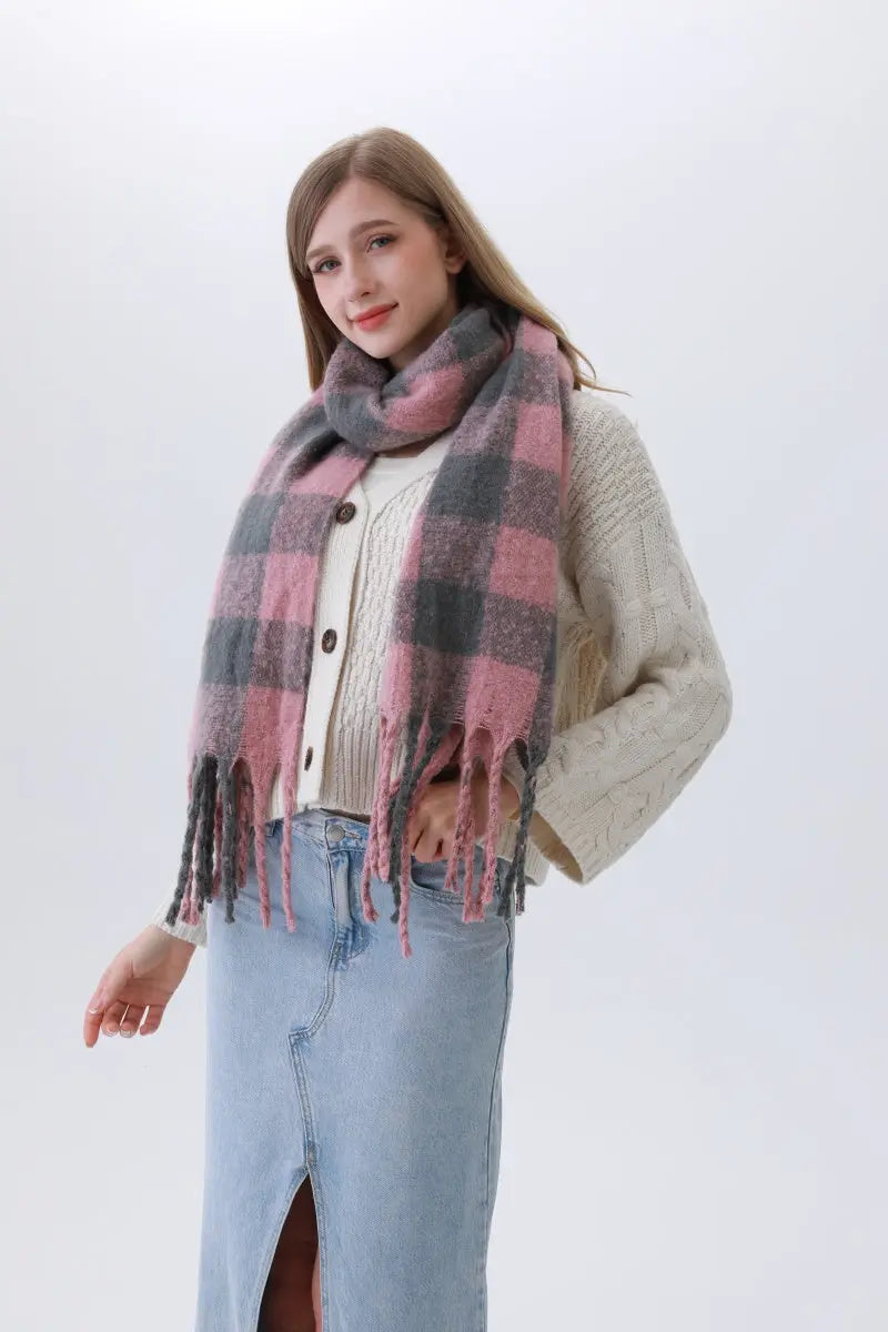 Classic Plaid Fringe Scarf