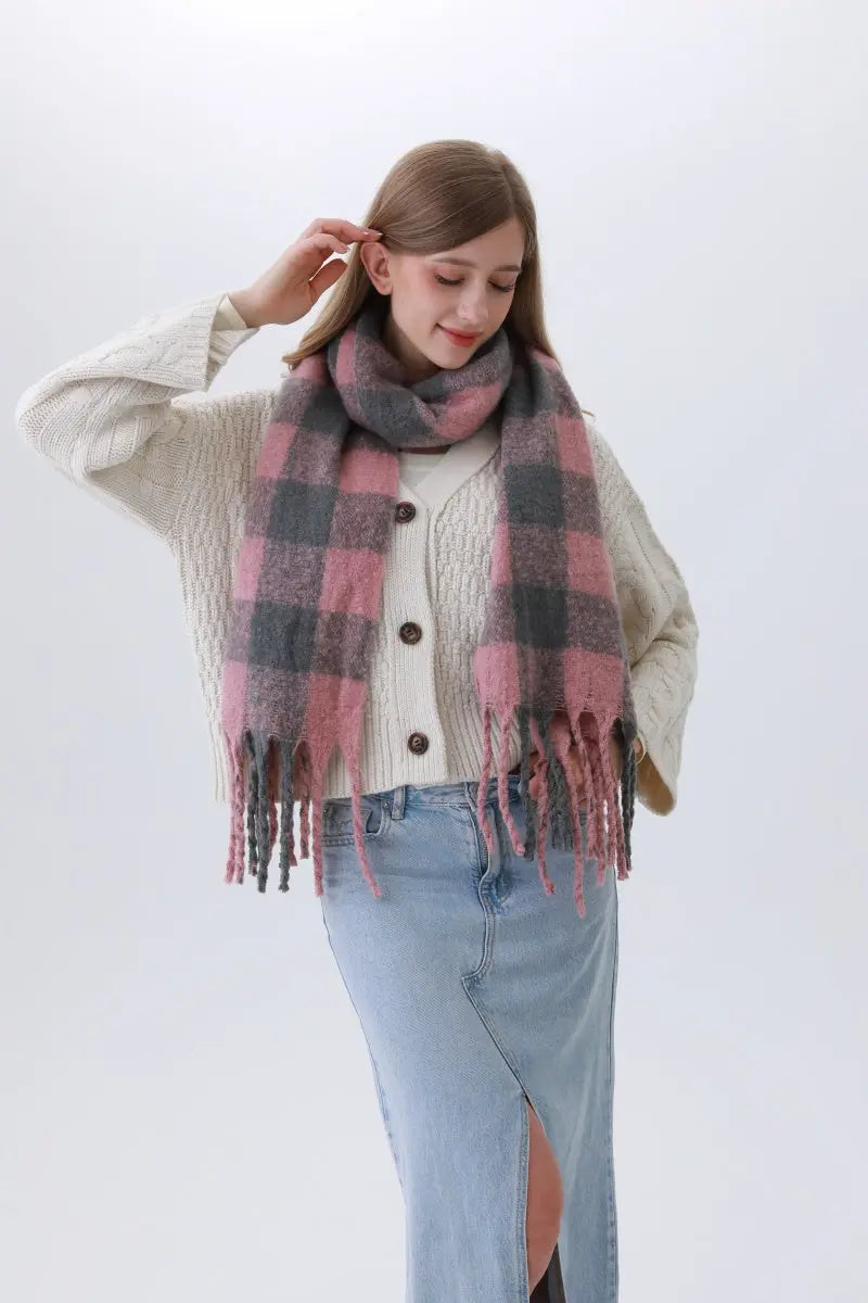 Classic Plaid Fringe Scarf
