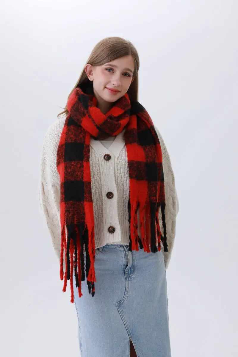 Classic Plaid Fringe Scarf
