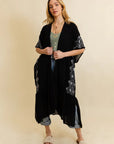 Embroidered Longline Kimono – Boho Lace Layering Duster