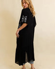 Embroidered Longline Kimono – Boho Lace Layering Duster