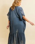 Embroidered Longline Kimono – Boho Lace Layering Duster
