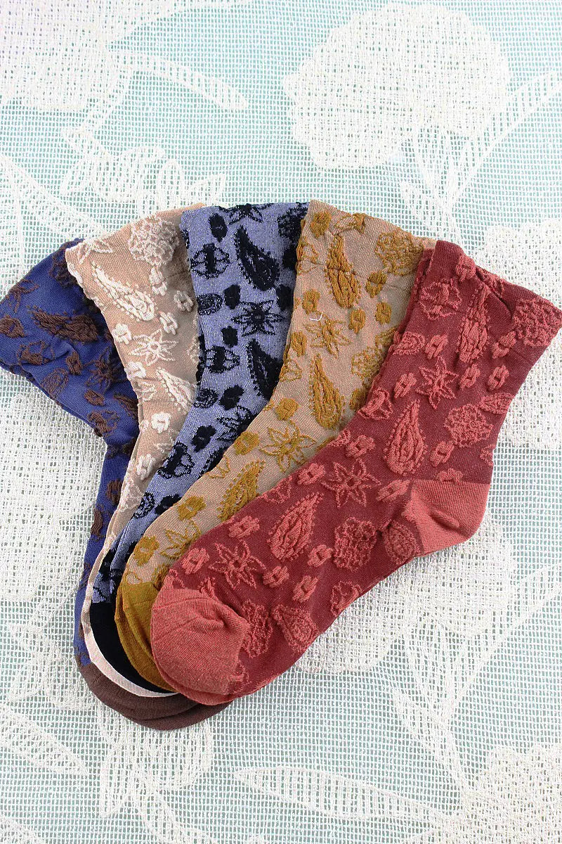Cashew Print Crew Socks – Soft Patterned Women’s Socks