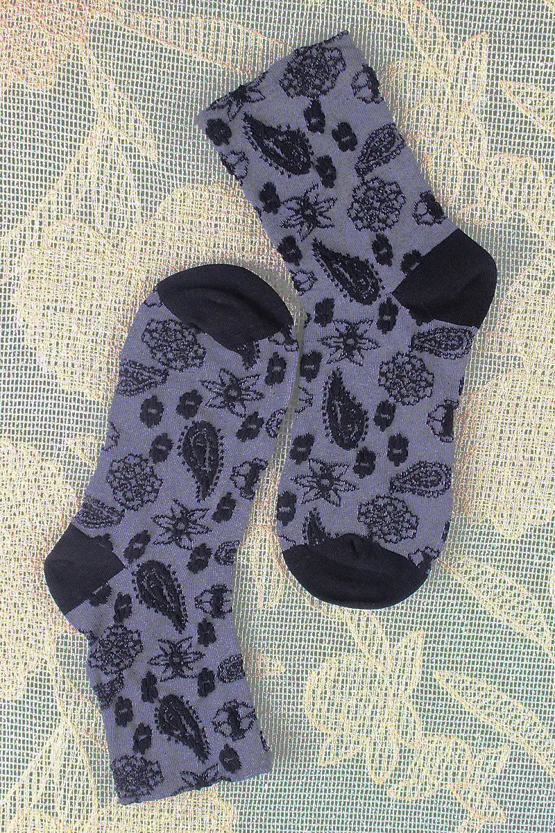 Cashew Print Crew Socks – Soft Patterned Women’s Socks