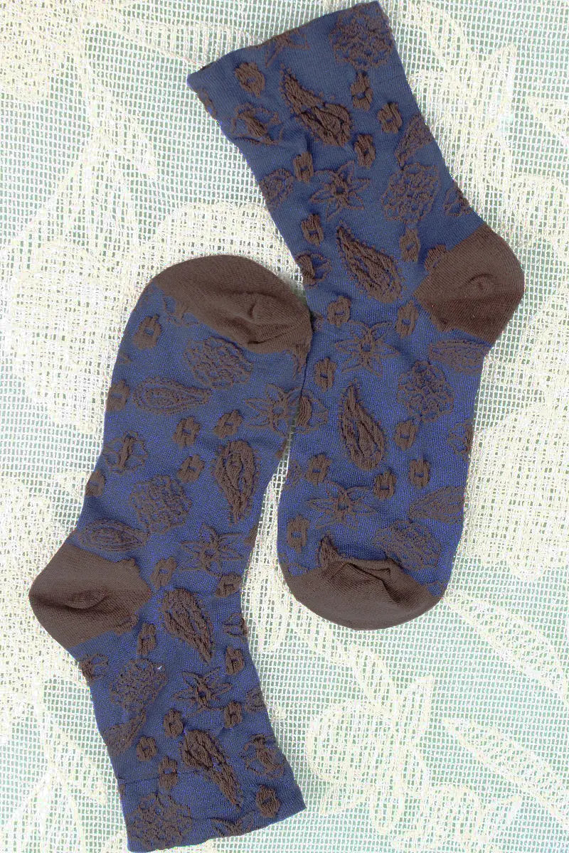 Cashew Print Crew Socks – Soft Patterned Women’s Socks