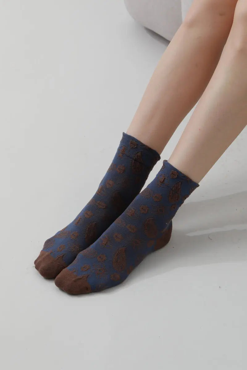 Cashew Print Crew Socks – Soft Patterned Women’s Socks