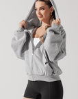 Full Size Zip Cloud Hoodie - Heather Grey