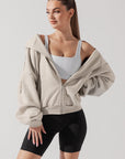 Full Size Zip Cloud Hoodie - Seashell