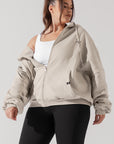 Full Size Zip Cloud Hoodie - Seashell