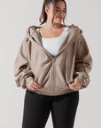 Full Size Zip Cloud Hoodie - Taupe