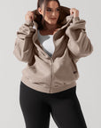 Full Size Zip Cloud Hoodie - Taupe