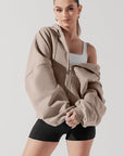 Full Size Zip Cloud Hoodie - Taupe