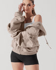 Full Size Zip Cloud Hoodie - Taupe