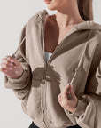 Full Size Zip Cloud Hoodie - Taupe