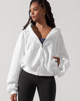 Full Size Zip Cloud Hoodie - White