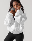 Full Size Zip Cloud Hoodie - White