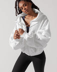 Full Size Zip Cloud Hoodie - White