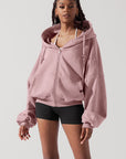 Full Size Zip Cloud Hoodie - Blush