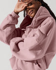 Full Size Zip Cloud Hoodie - Blush