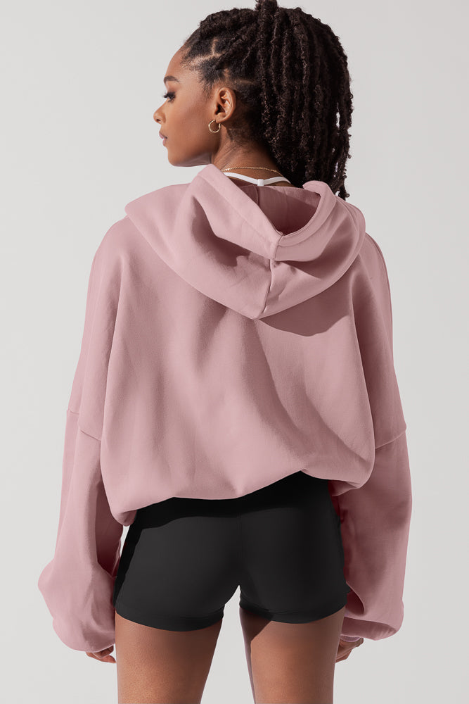 Full Size Zip Cloud Hoodie - Blush